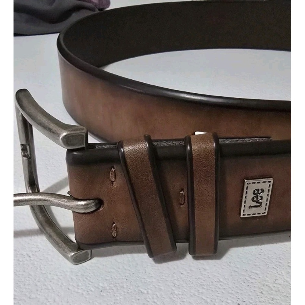 Lee Brown Leather Belt with Metal Buckle